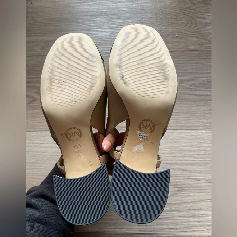 Michael Kors Tan Block Heel Sandals - Picture 6 of 11